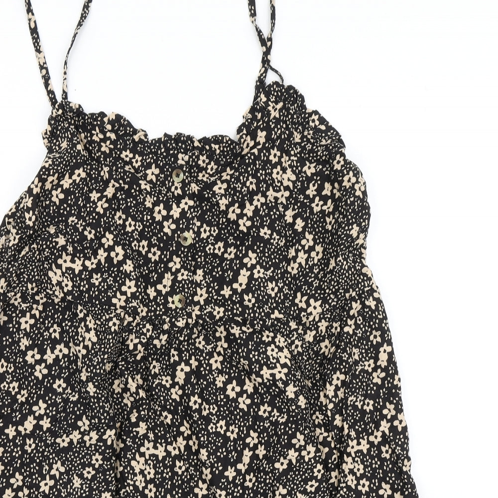 Pep&Co Womens Black Floral Viscose A-Line  Size 22  Round Neck