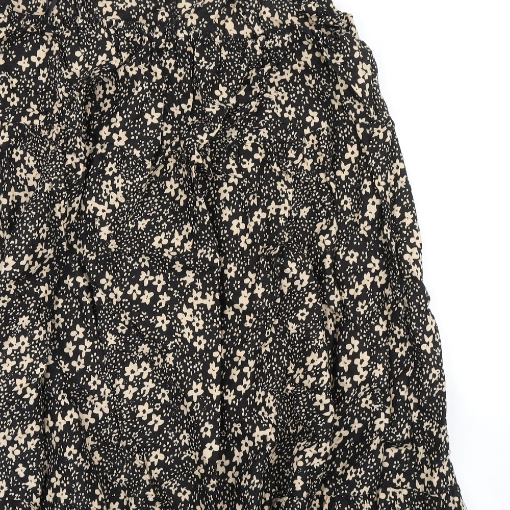 Pep&Co Womens Black Floral Viscose A-Line  Size 22  Round Neck