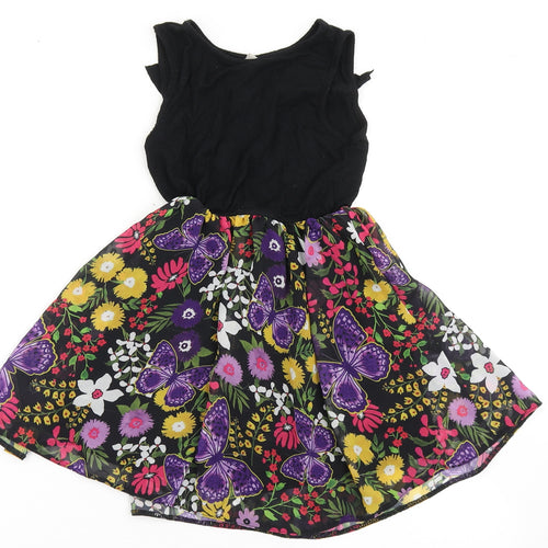 TU Girls Black  Viscose A-Line  Size 5 Years  Round Neck