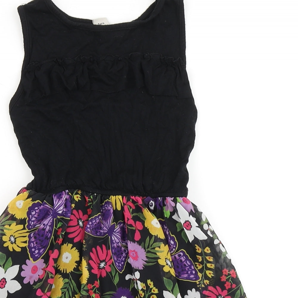 TU Girls Black  Viscose A-Line  Size 5 Years  Round Neck