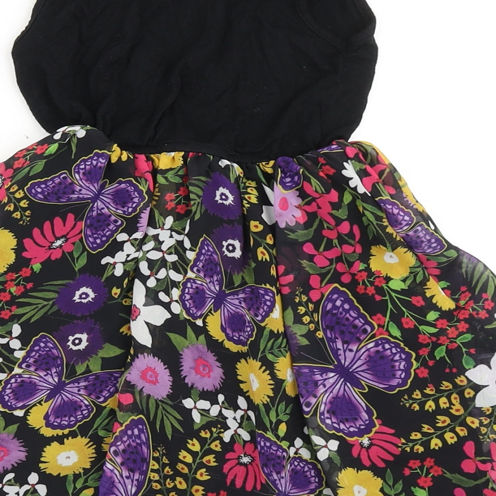 TU Girls Black  Viscose A-Line  Size 5 Years  Round Neck