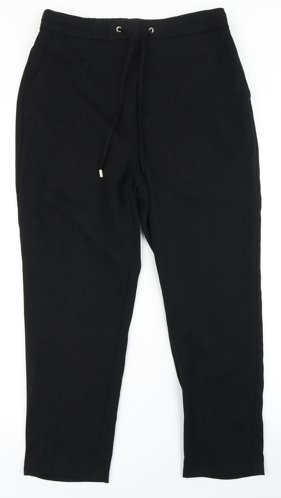 F&F Womens Black  Polyester Trousers  Size 12 L23.5 in Regular Drawstring