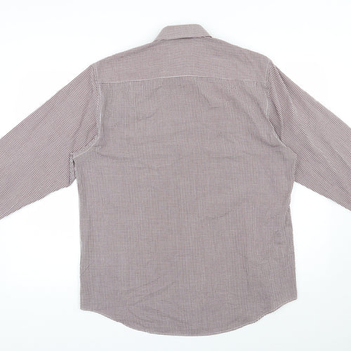 Primark Mens Red Check Polyester  Button-Up Size 16 Collared Button