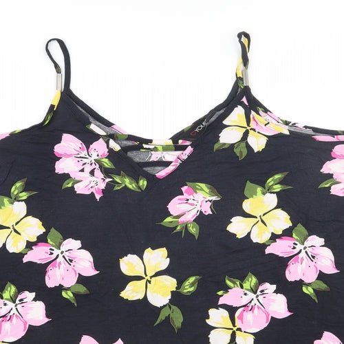 Yours Womens Black Floral Viscose Camisole Tank Size 18 V-Neck