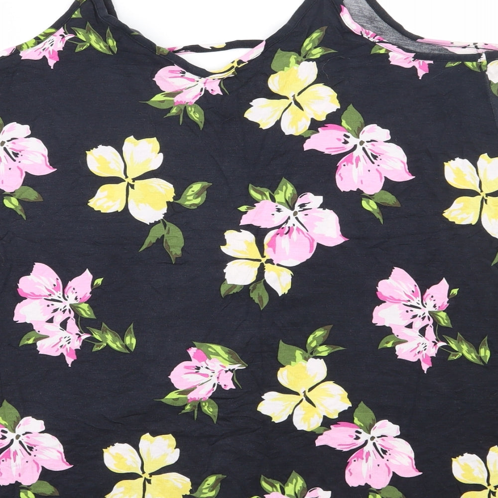 Yours Womens Black Floral Viscose Camisole Tank Size 18 V-Neck