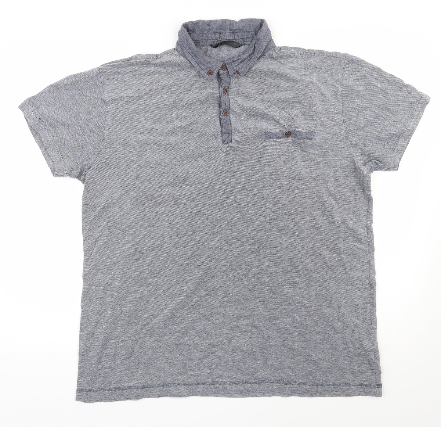 Dunnes Stores Mens Grey  100% Cotton  Polo Size XL Collared Button