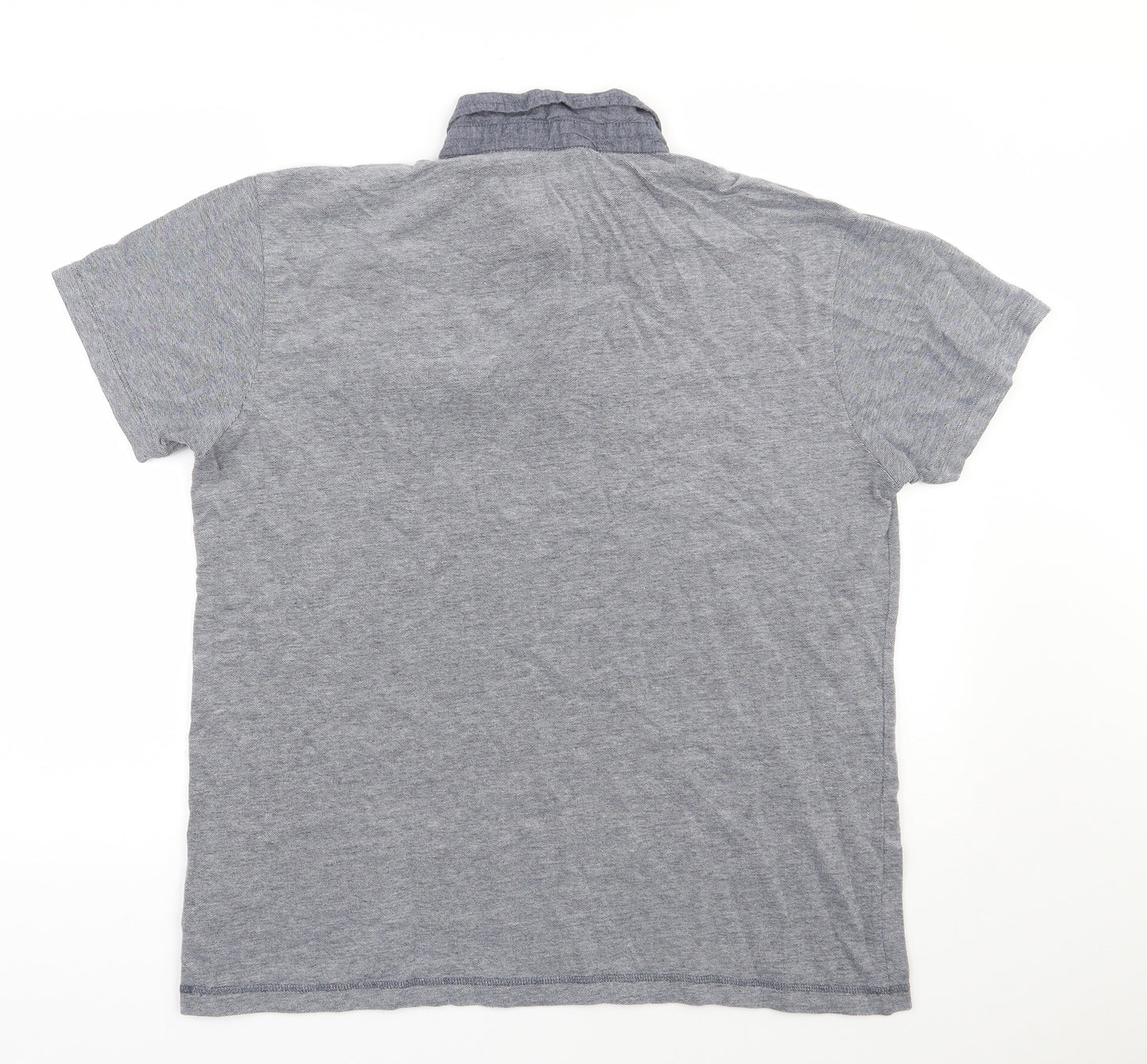 Dunnes Stores Mens Grey  100% Cotton  Polo Size XL Collared Button