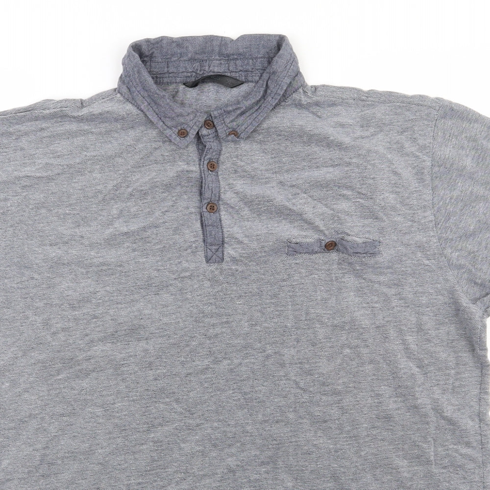 Dunnes Stores Mens Grey  100% Cotton  Polo Size XL Collared Button