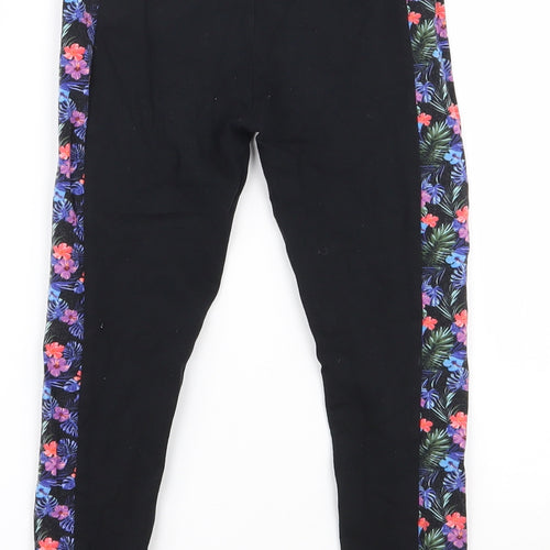 George Girls Black Floral Cotton Pedal Pusher Trousers Size 7-8 Years  Regular Pullover