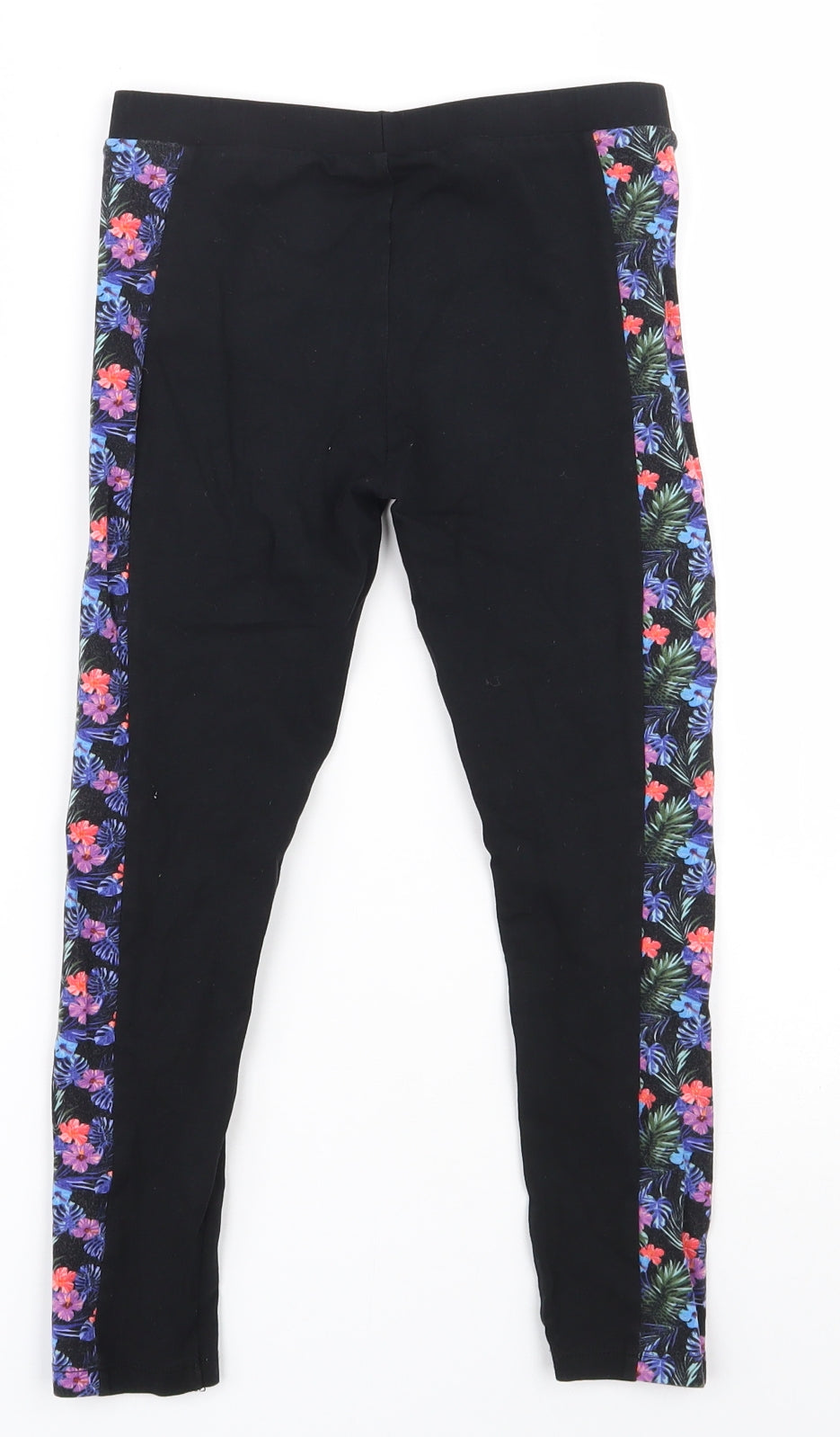 George Girls Black Floral Cotton Pedal Pusher Trousers Size 7-8 Years  Regular Pullover