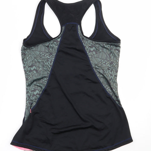 Elle Sport Womens Black Geometric Polyester Basic Tank Size M Scoop Neck Pullover