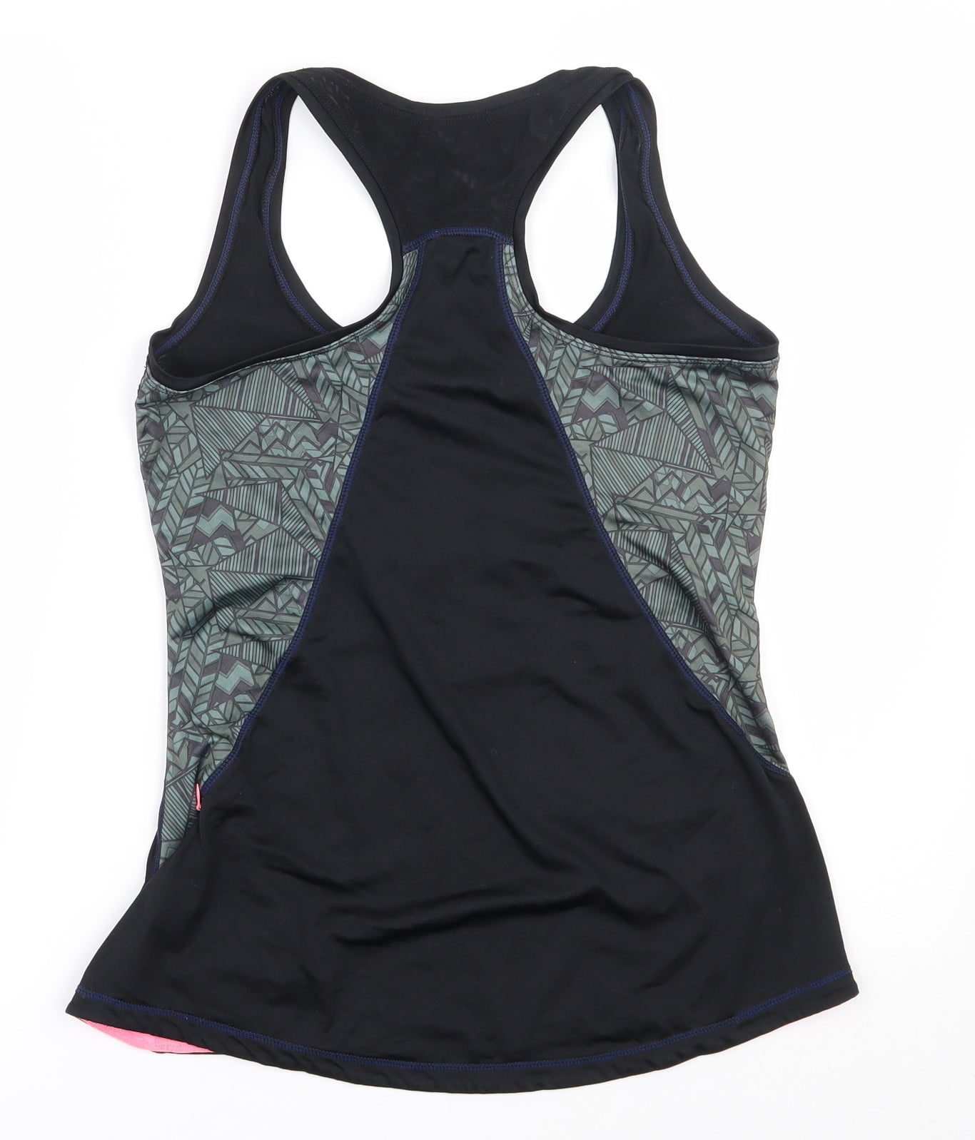 Elle Sport Womens Black Geometric Polyester Basic Tank Size M Scoop Neck Pullover