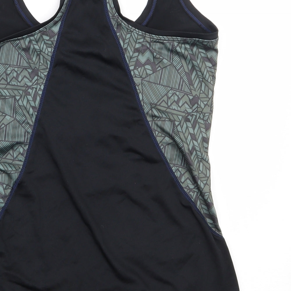 Elle Sport Womens Black Geometric Polyester Basic Tank Size M Scoop Neck Pullover