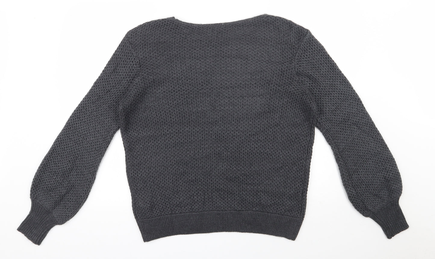 Vila Clothes  Womens Grey Round Neck  Cotton Pullover Jumper Size M