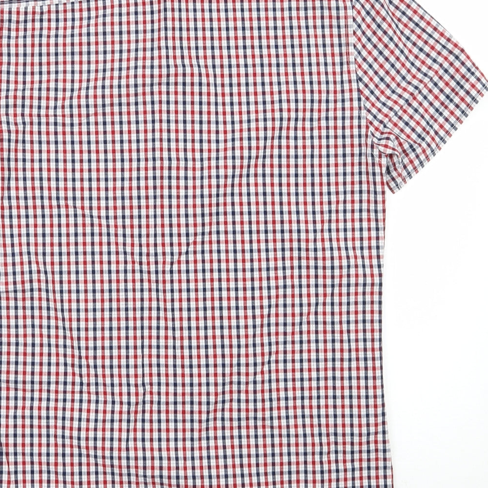 F&F Mens Red Check Cotton  Button-Up Size S Collared Button