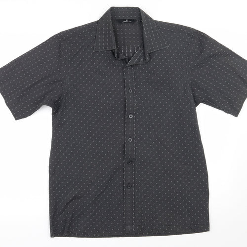 UrbanSpirit Mens Grey Geometric Polyester  Button-Up Size M Collared Button