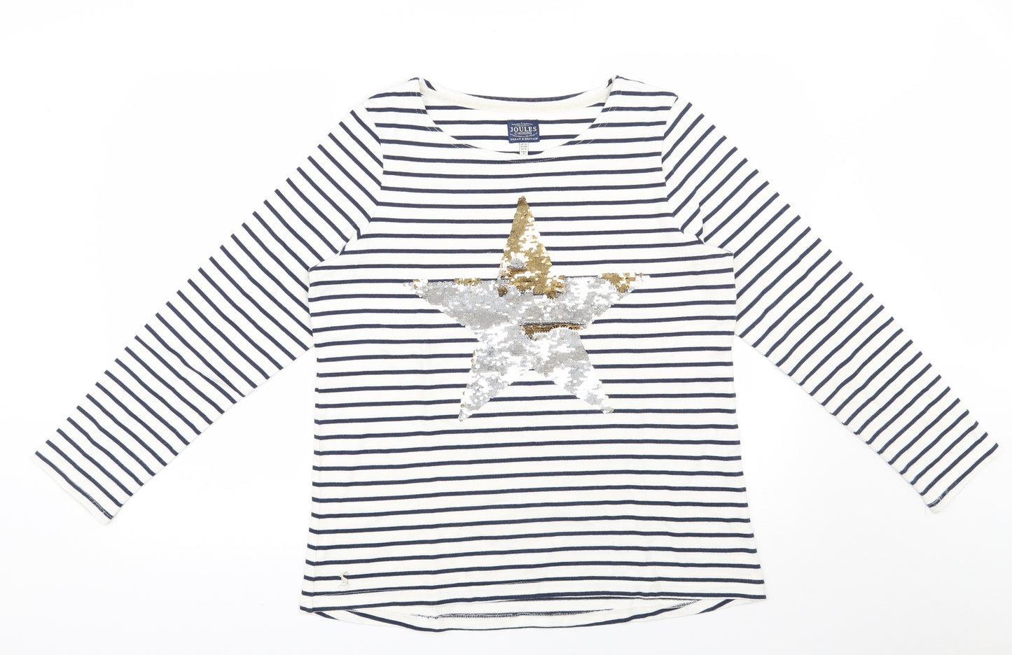 Joules Womens White Striped 100% Cotton Pullover Sweatshirt Size 16  Pullover - Star