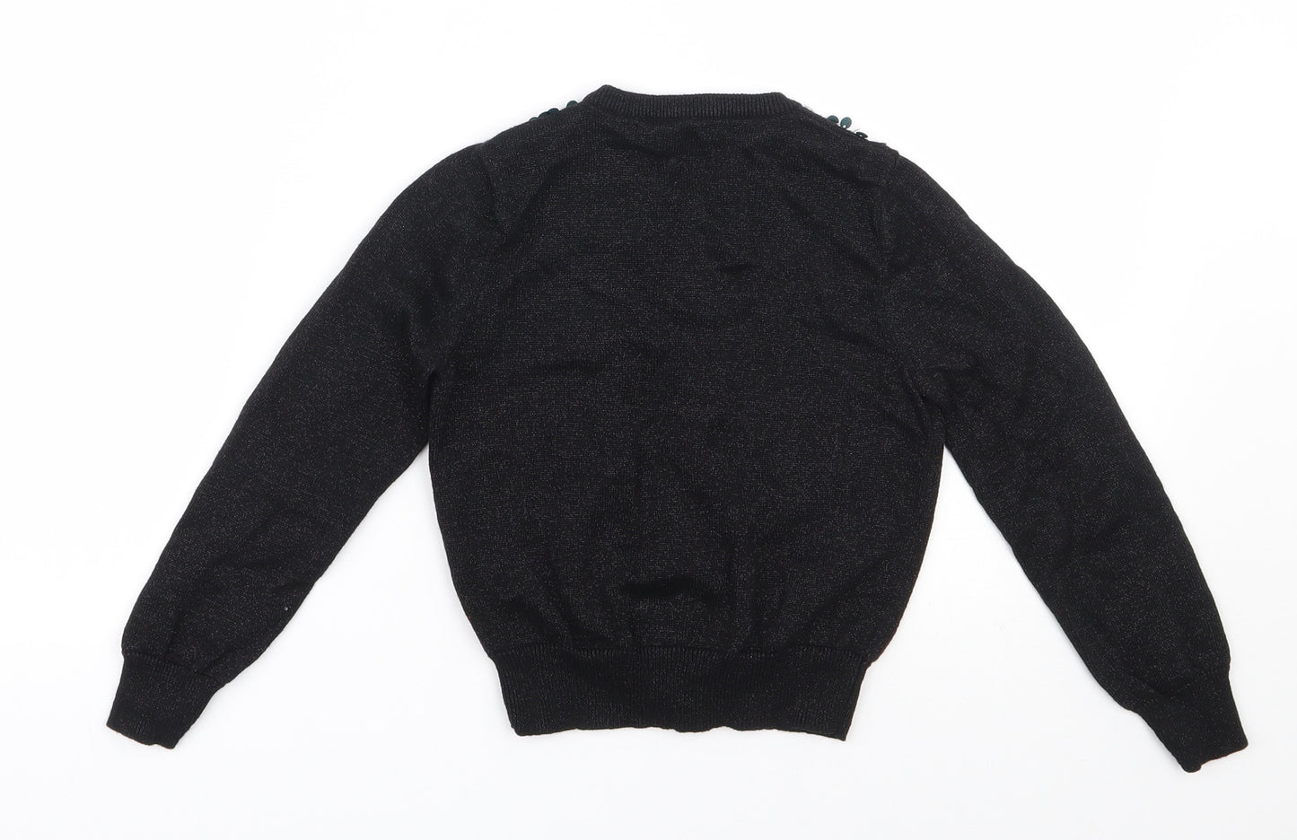 George Girls Black Round Neck  Cotton Cardigan Jumper Size 5-6 Years  Button