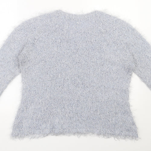 Peacocks  Womens Blue Round Neck  Polyester Pullover Jumper Size L