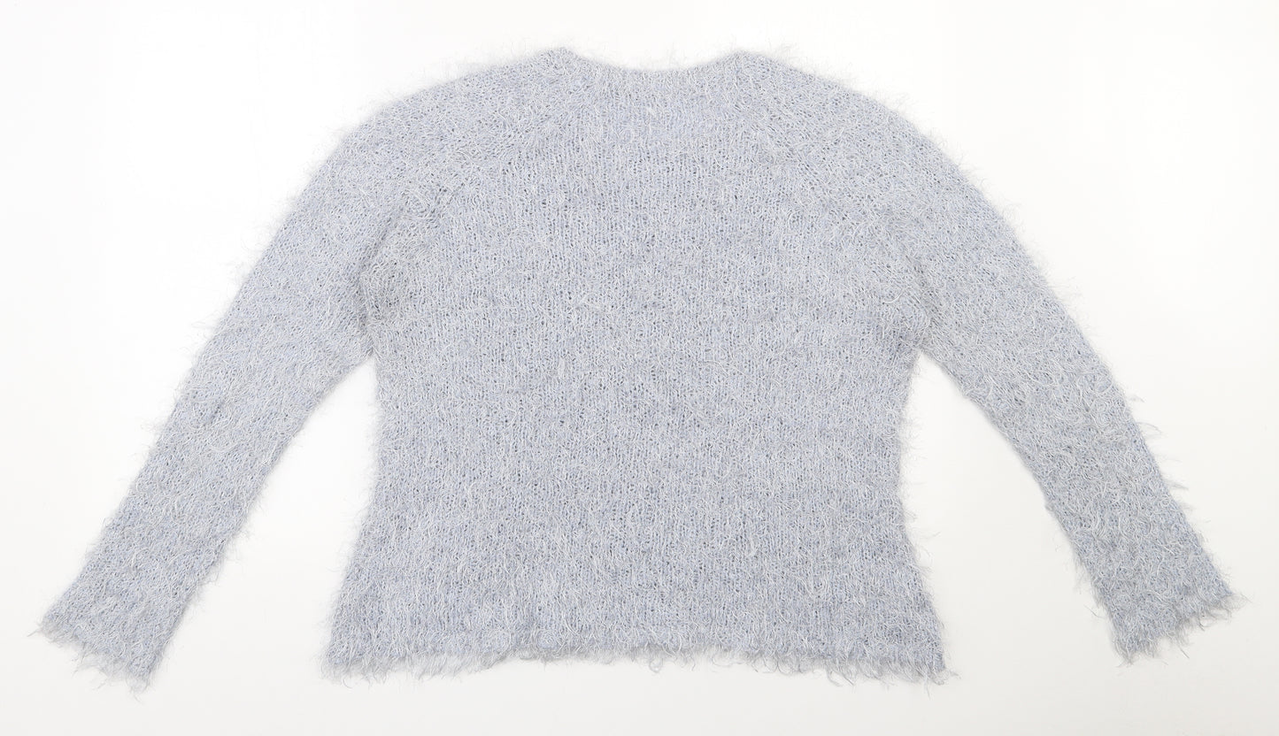 Peacocks  Womens Blue Round Neck  Polyester Pullover Jumper Size L
