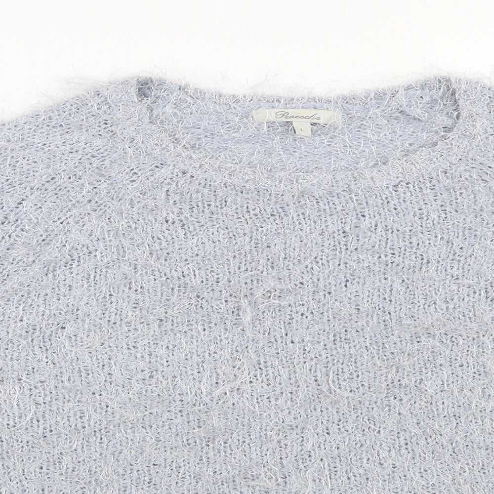 Peacocks  Womens Blue Round Neck  Polyester Pullover Jumper Size L