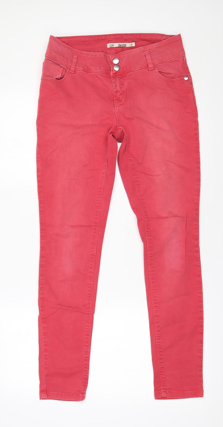 Dorothy Perkins Womens Pink Cotton Skinny Jeans Size 8 L29 in Regular Tie