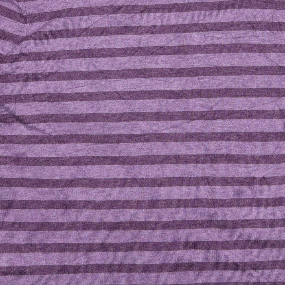 Marks and Spencer Womens Purple Round Neck Striped Viscose Pullover Jumper Size 14