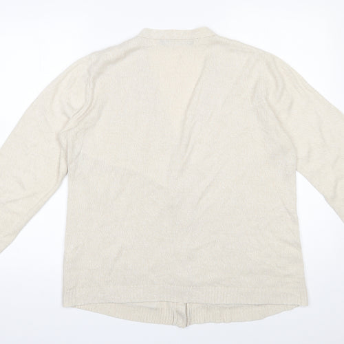 Isle  Womens Beige V-Neck  Acrylic Cardigan Jumper Size 14