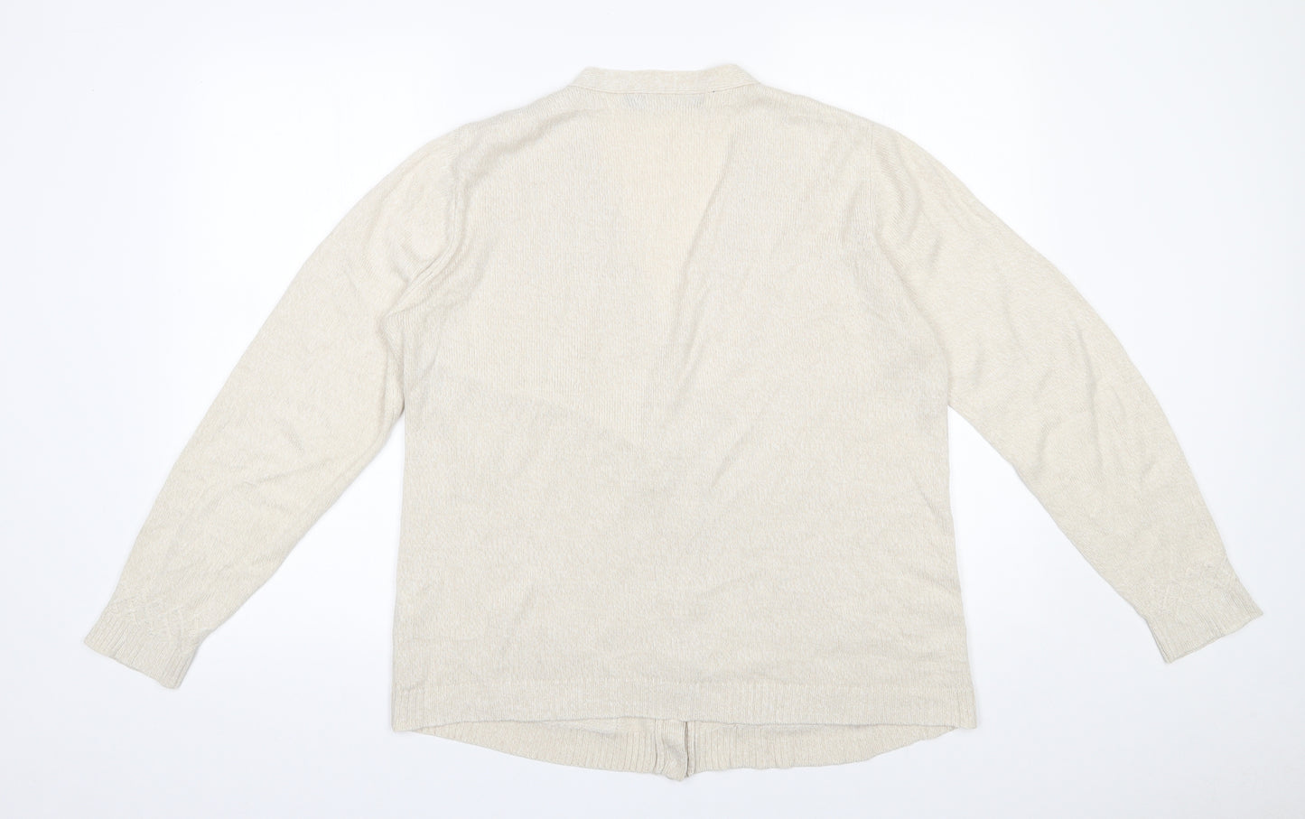 Isle  Womens Beige V-Neck  Acrylic Cardigan Jumper Size 14
