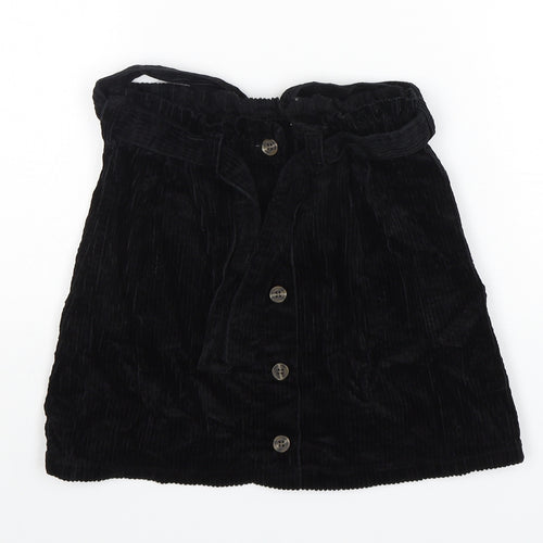 NEXT Girls Black  Cotton A-Line Skirt Size 9 Years  Regular Button