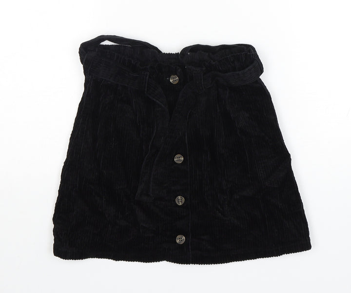NEXT Girls Black Cotton A-Line Skirt Size 9 Years Regular Button