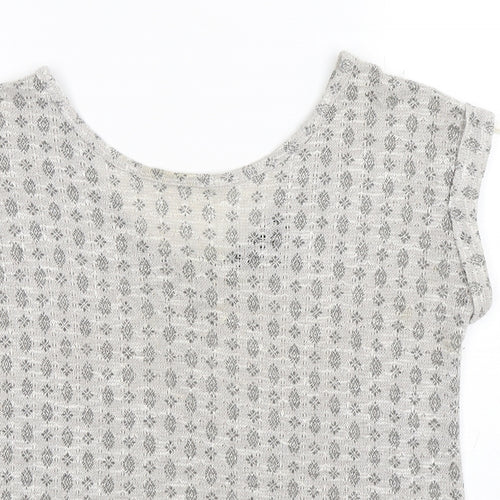 New Look Womens Grey Round Neck Geometric Polyester Pullover Jumper Size 10