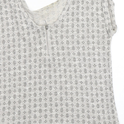 New Look Womens Grey Round Neck Geometric Polyester Pullover Jumper Size 10