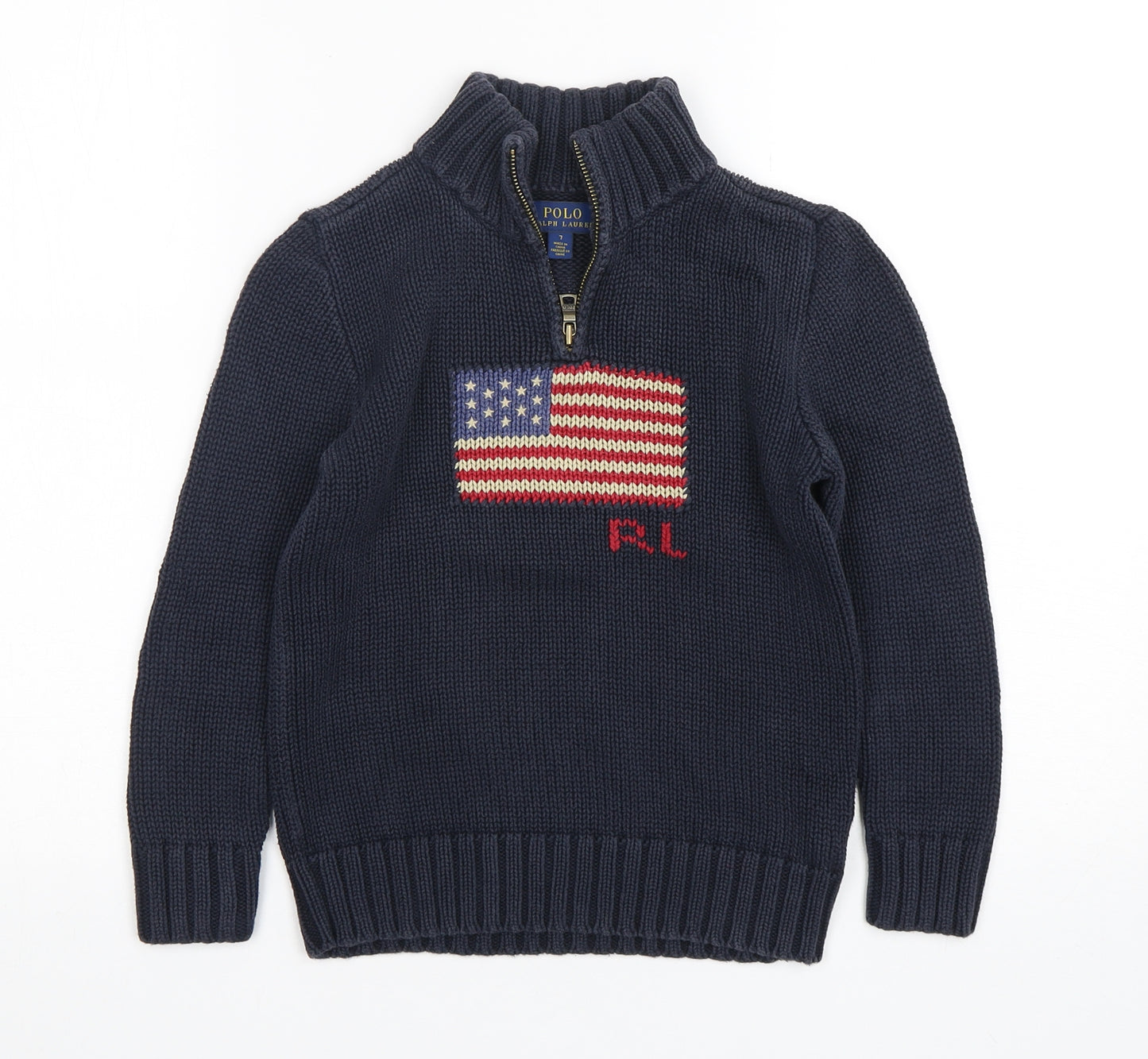 Polo Ralph Lauren Boys Blue  Cotton Pullover Sweatshirt Size 7 Years  Pullover