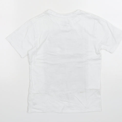 NEXT Boys White  Cotton Basic T-Shirt Size 7 Years Round Neck Pullover