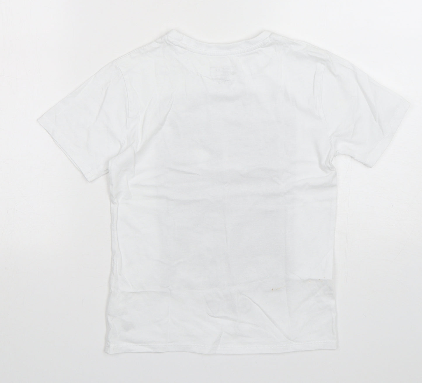 NEXT Boys White  Cotton Basic T-Shirt Size 7 Years Round Neck Pullover