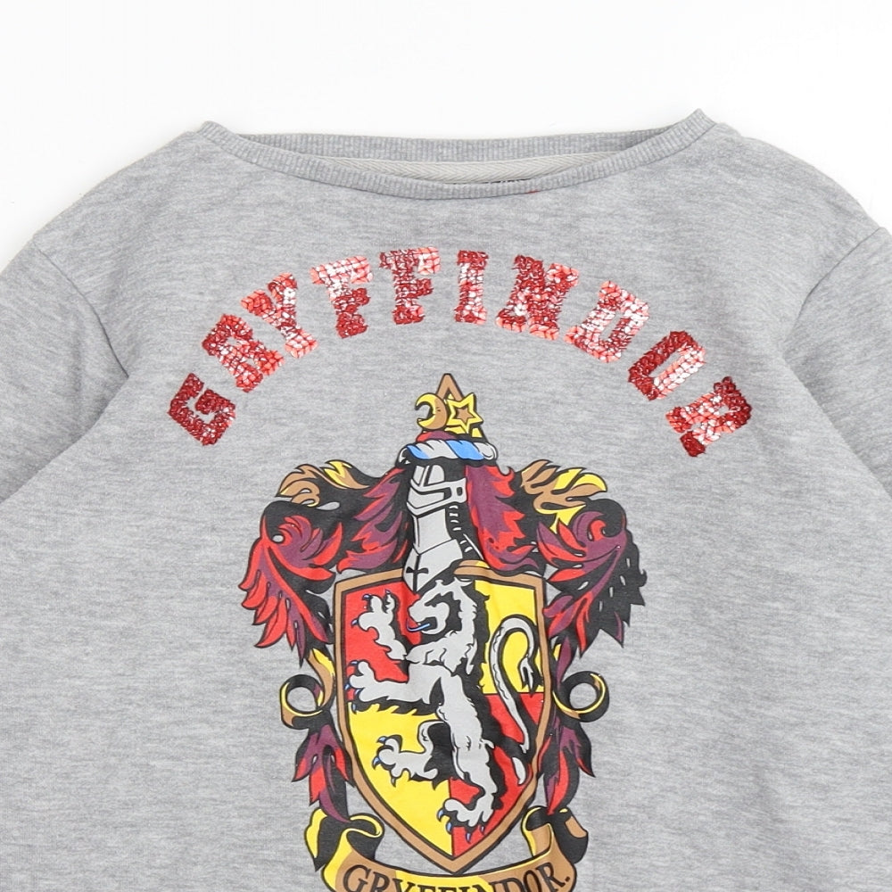Harry Potter  Girls Grey  Polyester Pullover Sweatshirt Size 11-12 Years  Pullover - Gryffindor