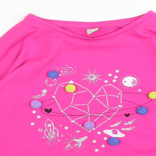 TU Womens Pink  Polyester Basic T-Shirt Size 10 Round Neck