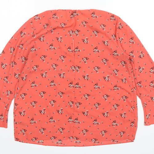 Warehouse Womens Pink Floral Polyester Basic Blouse Size 10 Round Neck