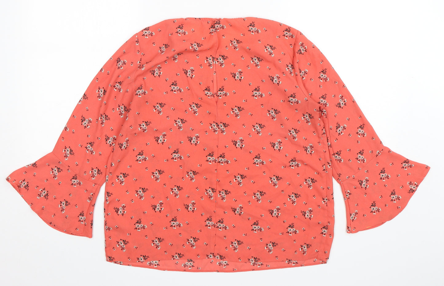 Warehouse Womens Pink Floral Polyester Basic Blouse Size 10 Round Neck