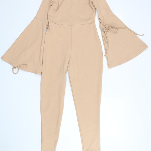 Missguided Womens Beige  Polyester Jumpsuit One-Piece Size 8 L27 in