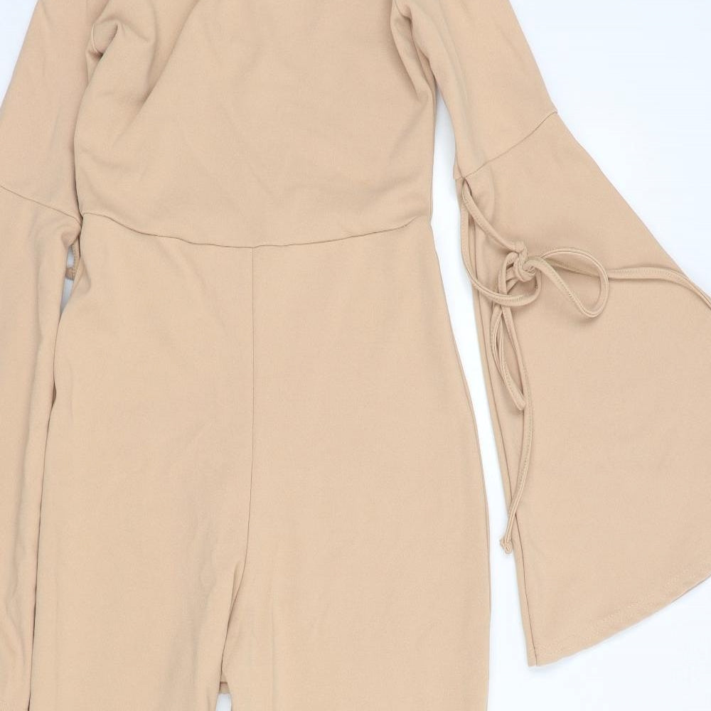 Missguided Womens Beige  Polyester Jumpsuit One-Piece Size 8 L27 in