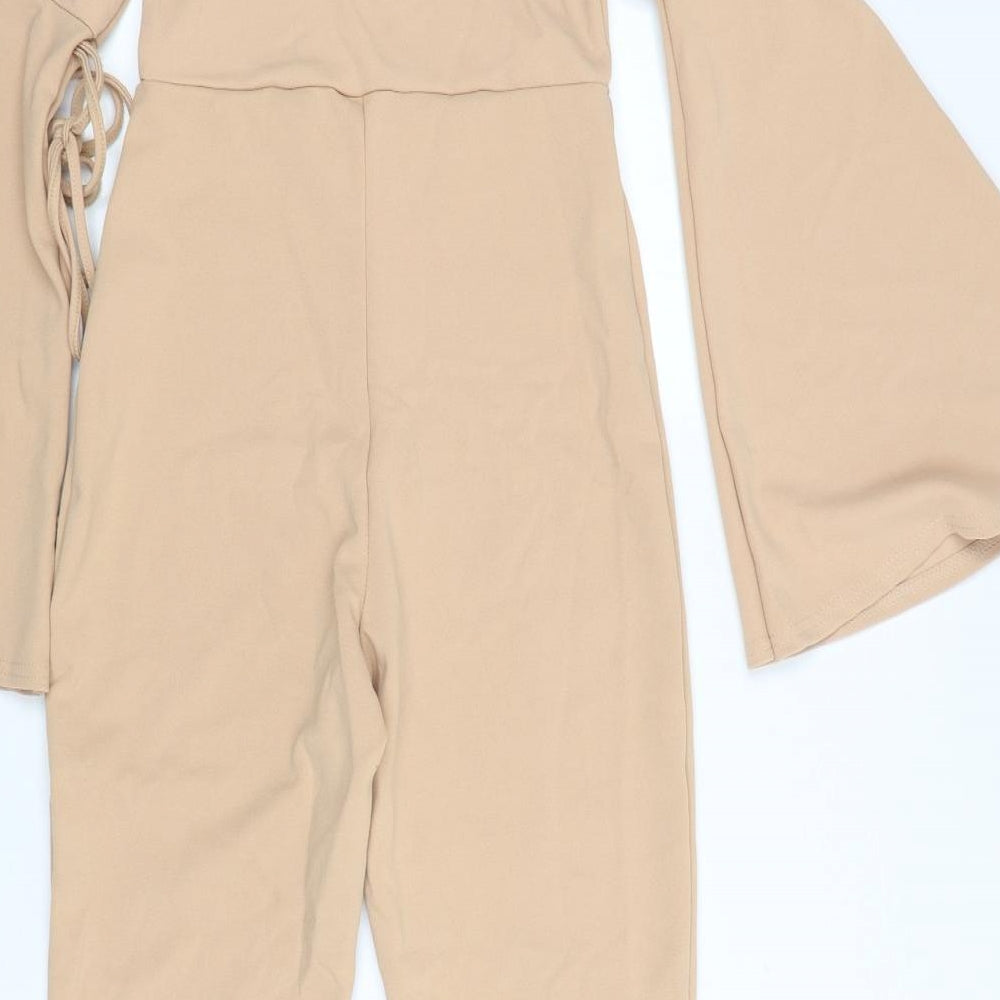 Missguided Womens Beige  Polyester Jumpsuit One-Piece Size 8 L27 in