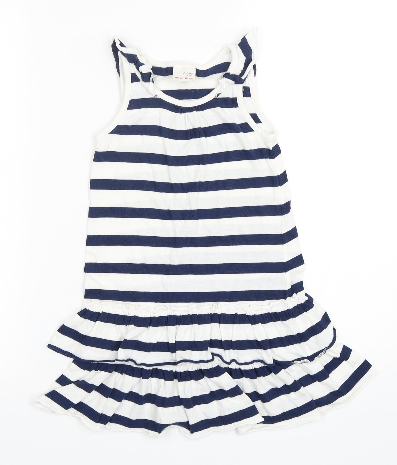 NEXT Girls Multicoloured Striped Cotton Tank Dress  Size 3-4 Years  Round Neck Pullover