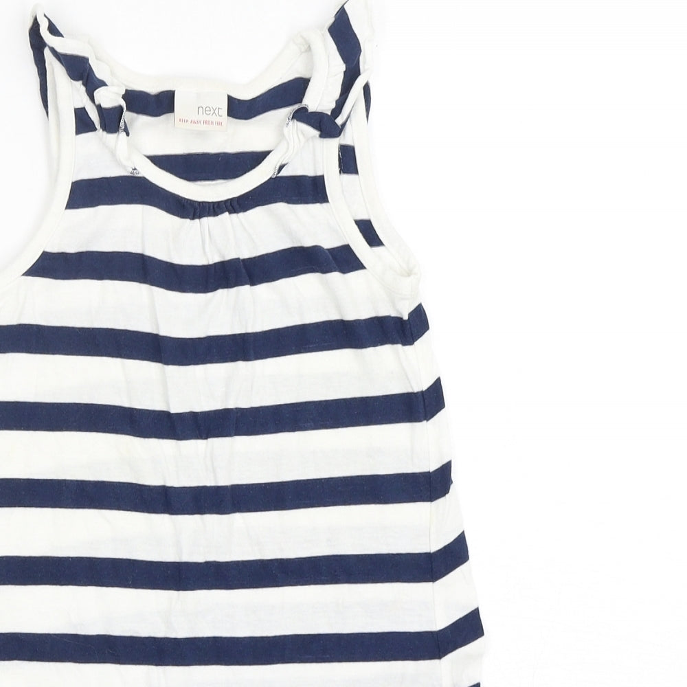 NEXT Girls Multicoloured Striped Cotton Tank Dress  Size 3-4 Years  Round Neck Pullover