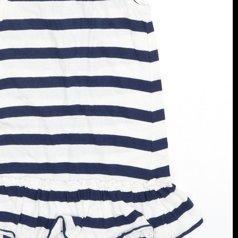 NEXT Girls Multicoloured Striped Cotton Tank Dress  Size 3-4 Years  Round Neck Pullover