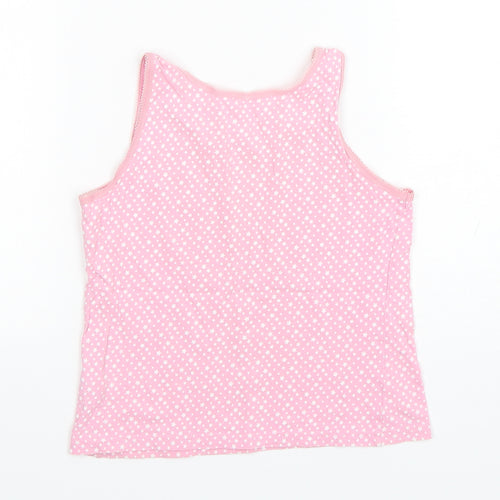 George Girls Pink Spotted Cotton Basic Tank Size 7-8 Years Round Neck Pullover