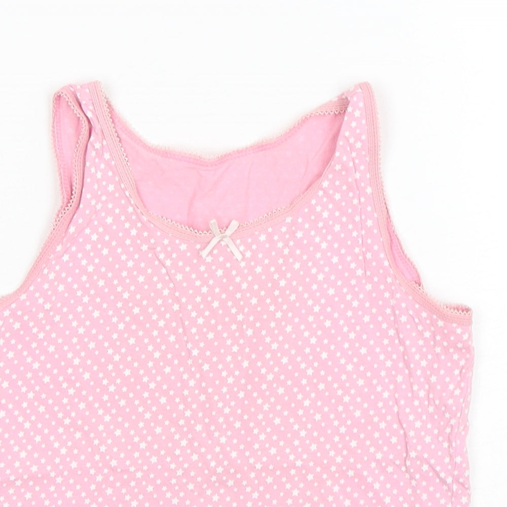 George Girls Pink Spotted Cotton Basic Tank Size 7-8 Years Round Neck Pullover