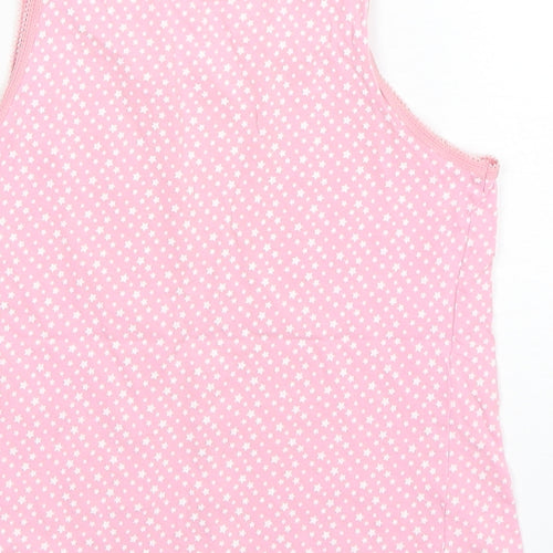 George Girls Pink Spotted Cotton Basic Tank Size 7-8 Years Round Neck Pullover