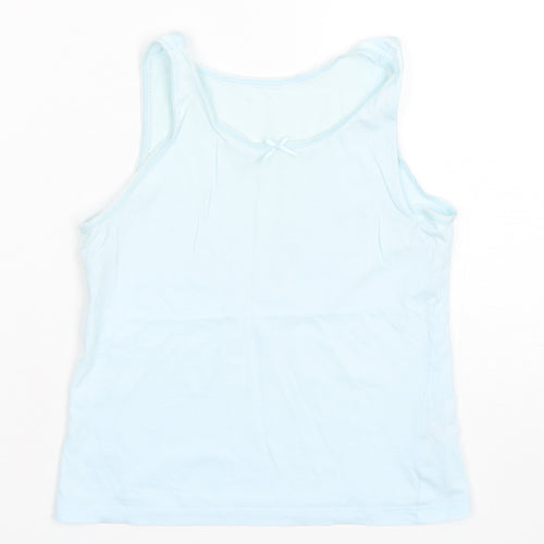 George Girls Blue  Cotton Basic Tank Size 8-9 Years Round Neck Pullover